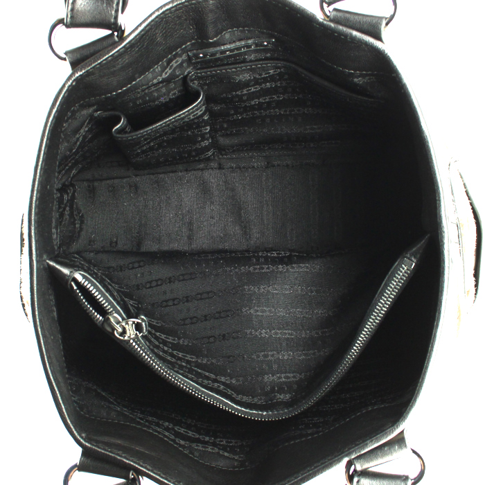 Borsa Boogie in puledro zebrato e pelle nera - Detail D2