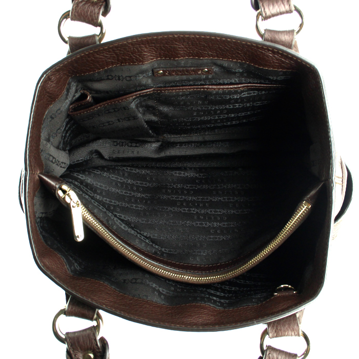 Bolso de mano Celine Boogie en cuero de color marrón glacial - Detail D2