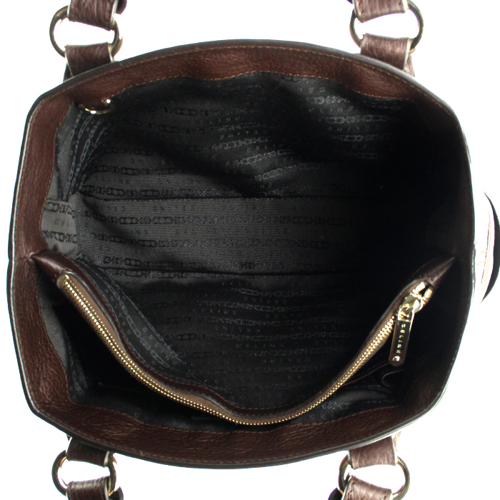 Celine Boogie handbag in brown leather - Detail D3