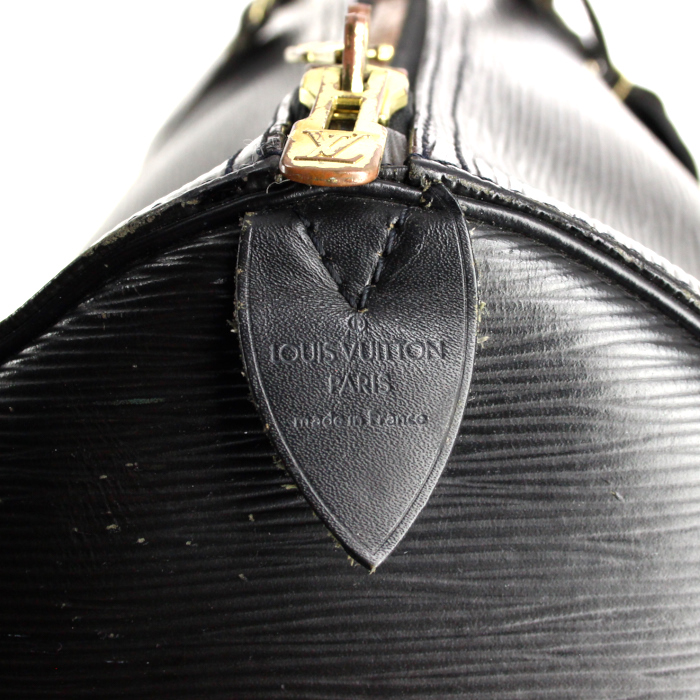Sac de voyage Louis Vuitton Keepall 60 cm en cuir épi noir  - Detail D3