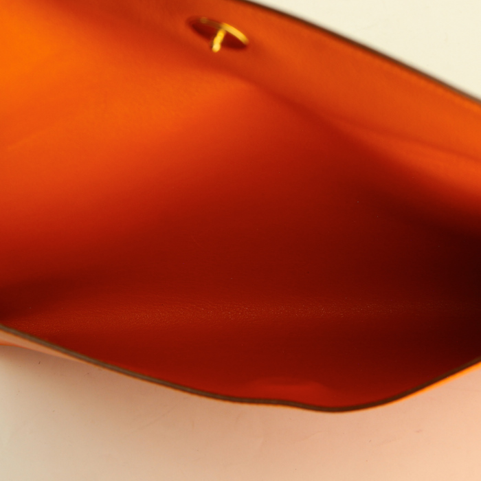 Pochette Hermes en cuir orange - Detail D2