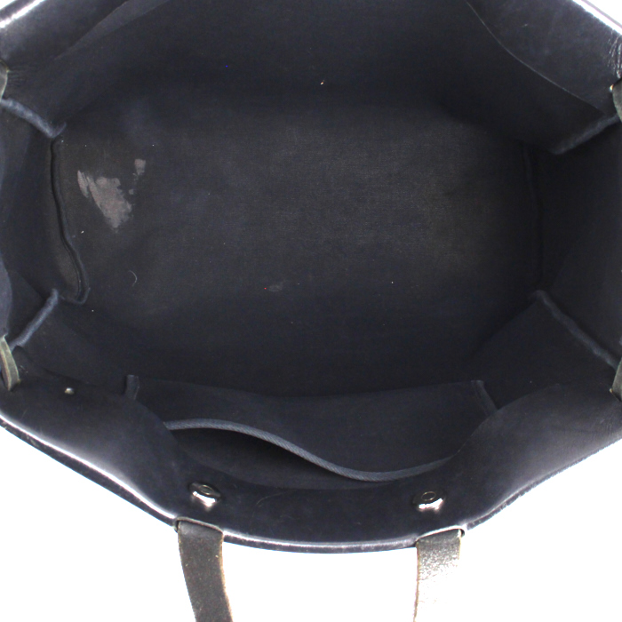 Hermes Herbag shopping bag in black canvas and black leather - Detail D2