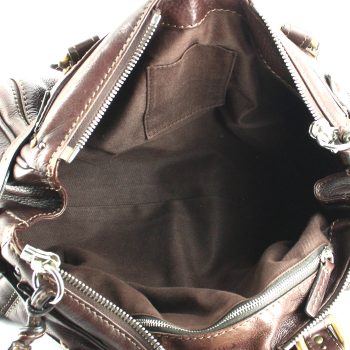 Sac à main Chloé Paddington en cuir grainé marron - Detail D3