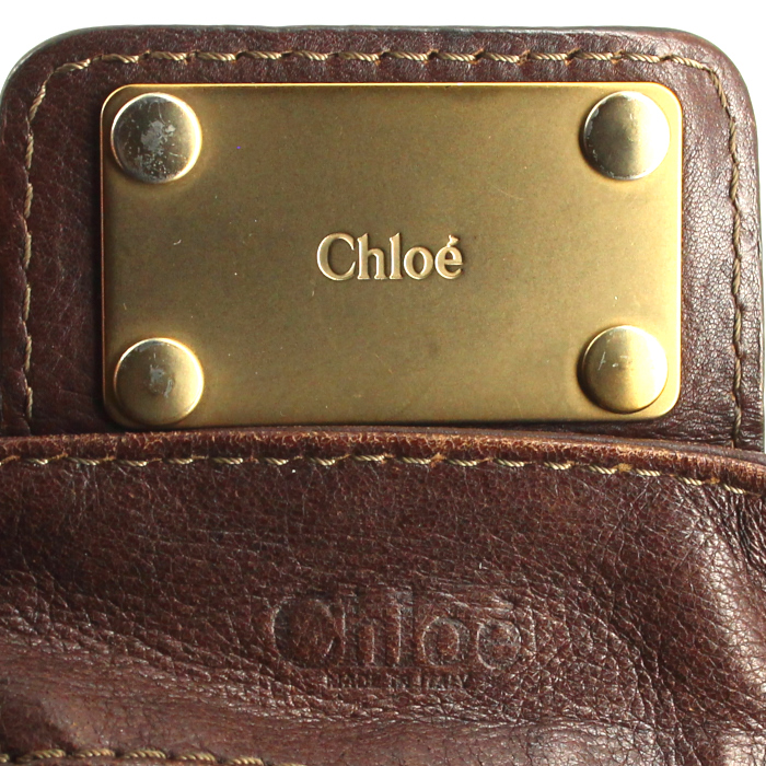 Chloé Paddington handbag in brown grained leather - Detail D4