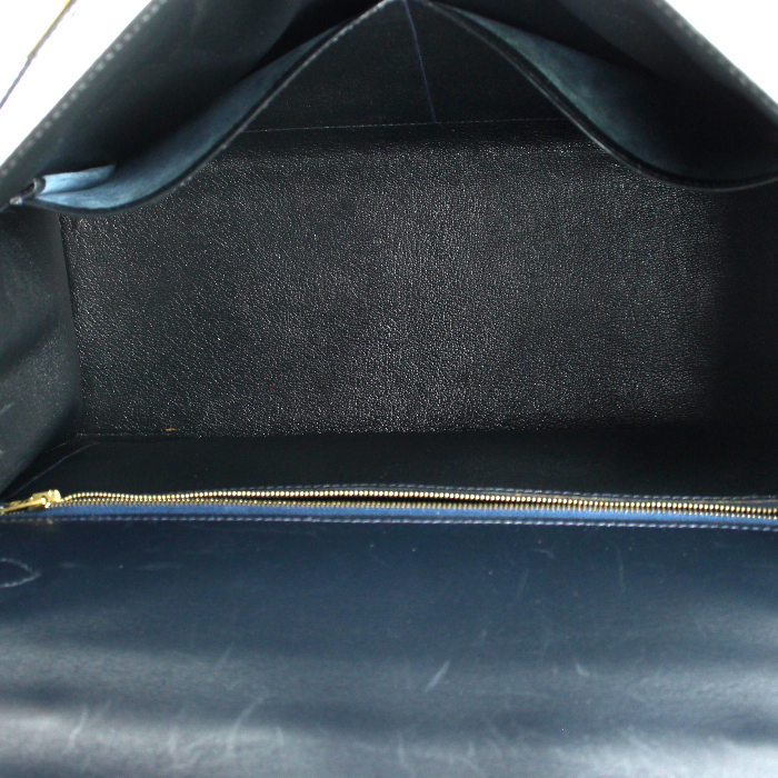Hermes Kelly 35 cm handbag in navy blue leather - Detail D3