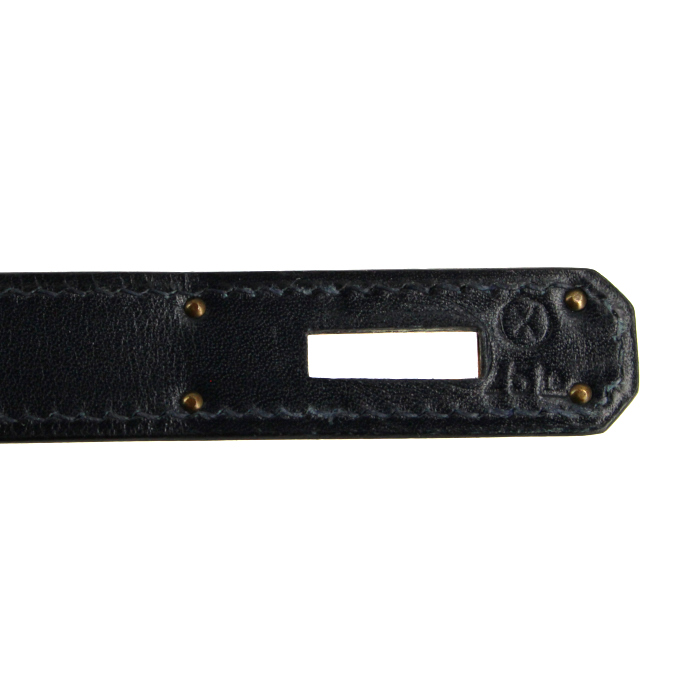 Hermes Kelly 35 cm handbag in navy blue leather - Detail D5