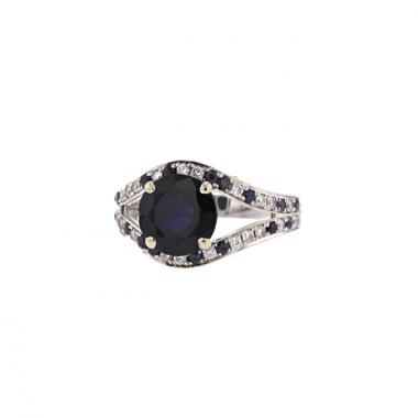 Anello Mauboussin in oro bianco e diamanti e zaffiro blu scuro