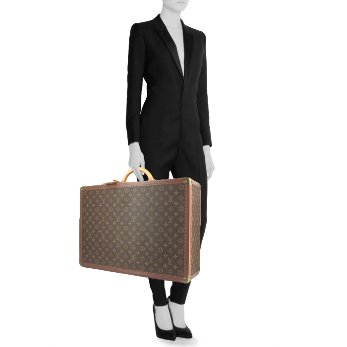 Suitcase in monogram canvas and natural leather - Detail D1