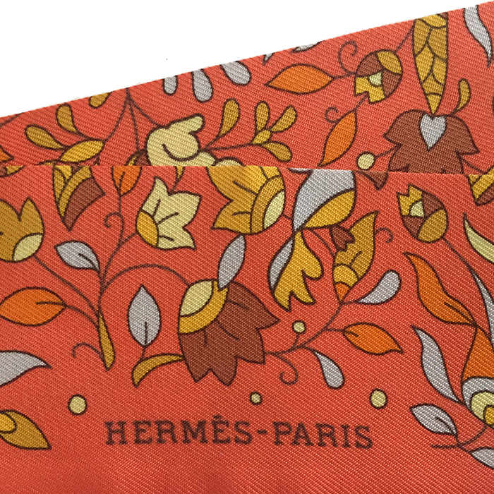 Hermes Twilly scarf in orange canvas - Detail D1