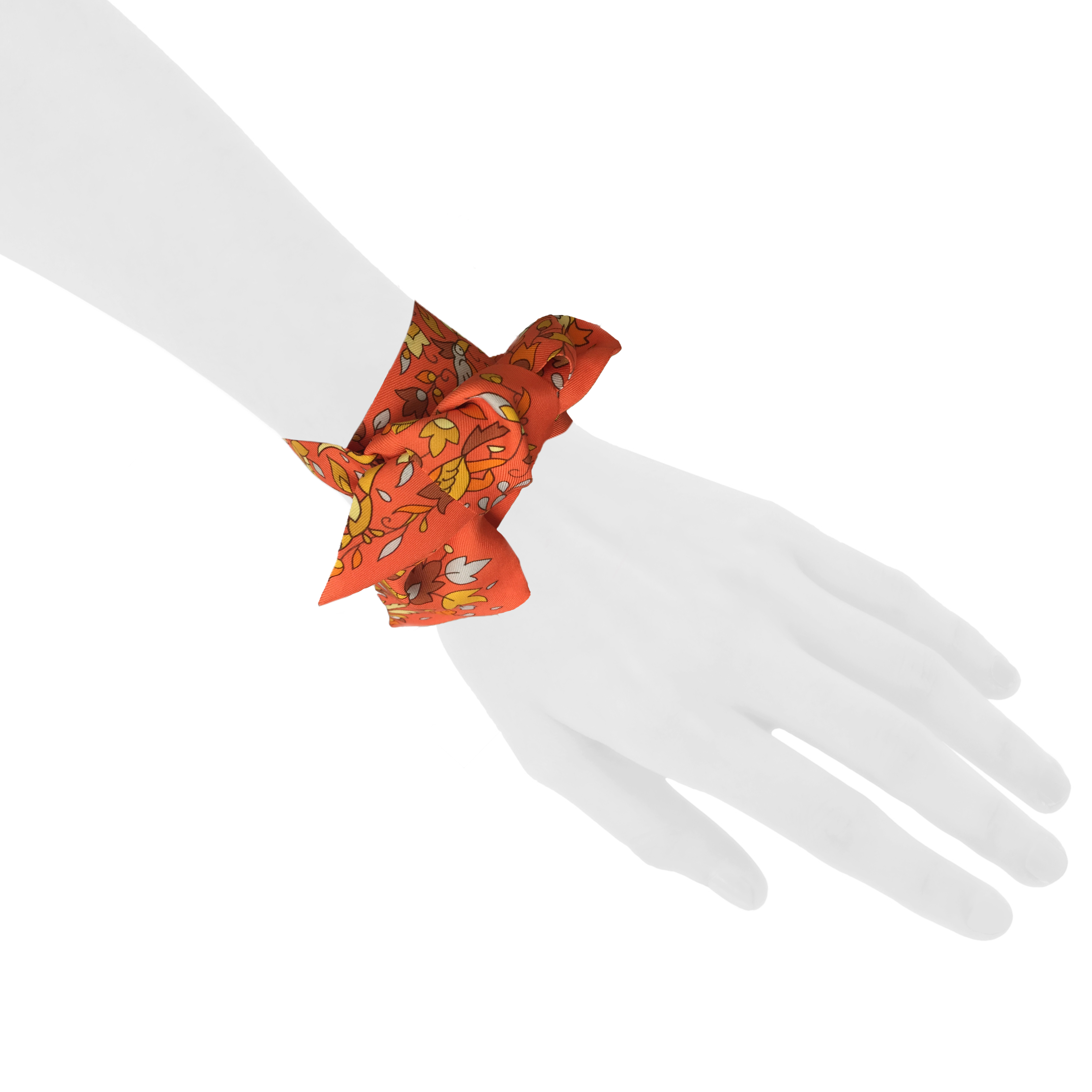 Hermes Twilly scarf in orange canvas - Detail D5