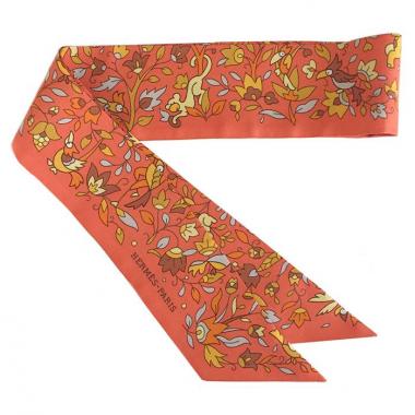 Foulard Twilly in tela arancione a fiori