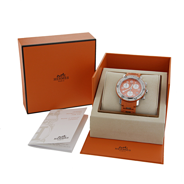 Hermes Clipper Chrono watch in stainless steel Ref:  CL2.916 Circa  2000