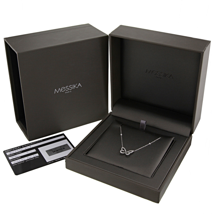 Messika Butterfly large model necklace in white gold and diamonds - Detail D2