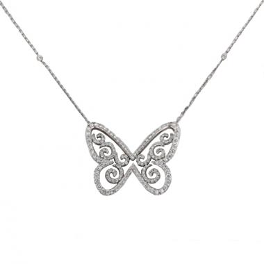 Collar Messika Butterfly modelo grande en oro blanco y diamantes