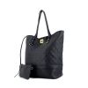 Large model handbag in dark blue monogram leather - 00pp thumbnail