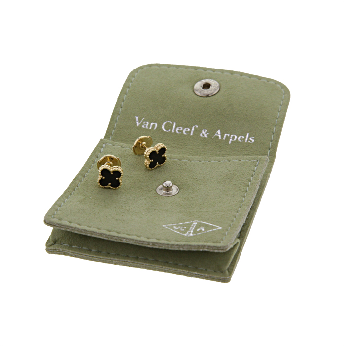 Pendientes Van Cleef & Arpels Sweet Alhambra en oro amarillo y ónix - Detail D2