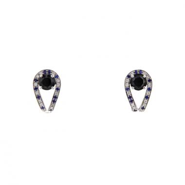 Orecchini Mauboussin Ni Naive Ni Soumise in oro bianco e diamanti e zaffiro blu scuro