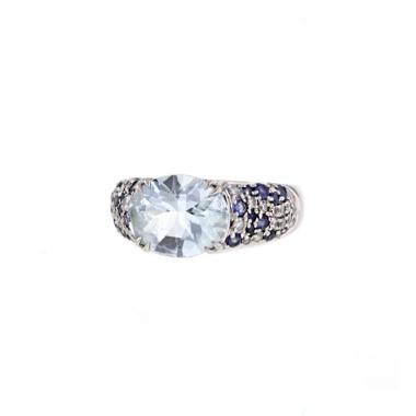 Mauboussin Nuit D'Amour ring in white gold and sapphires and in aquamarine