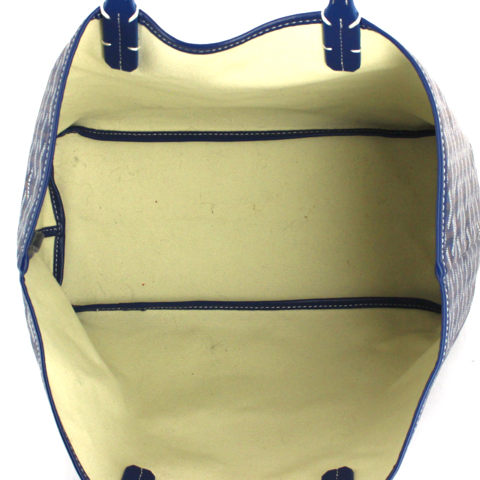 Shopping bag in monogram canvas and blue leather - Detail D2