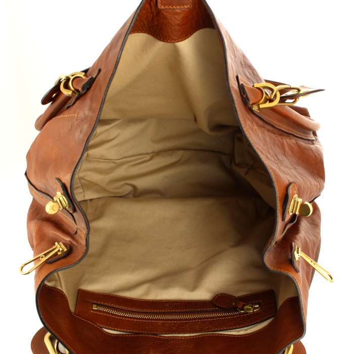 Chloé Paraty large model handbag in brown leather - Detail D2