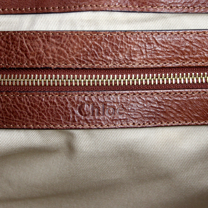 Chloé Paraty large model handbag in brown leather - Detail D3