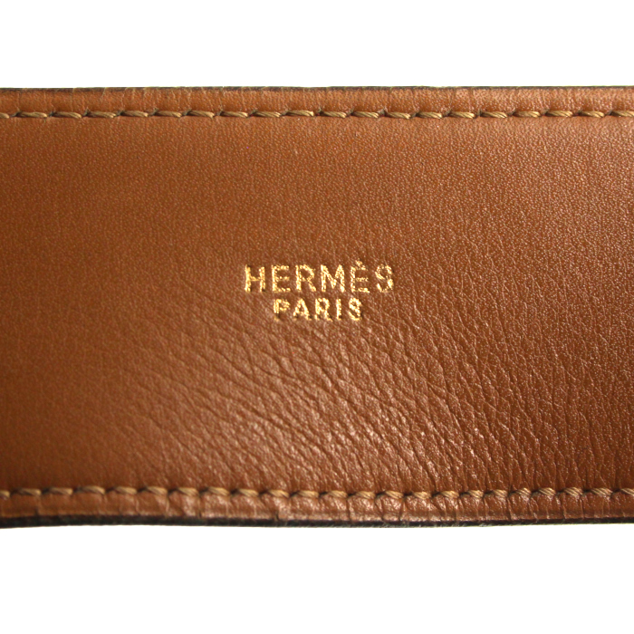 Cinturón Hermes en cuero box marrón - Detail D2