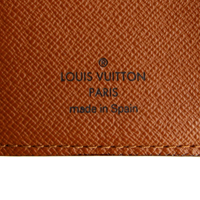 Porte agenda Louis Vuitton en toile monogram et cuir marron - Detail D2