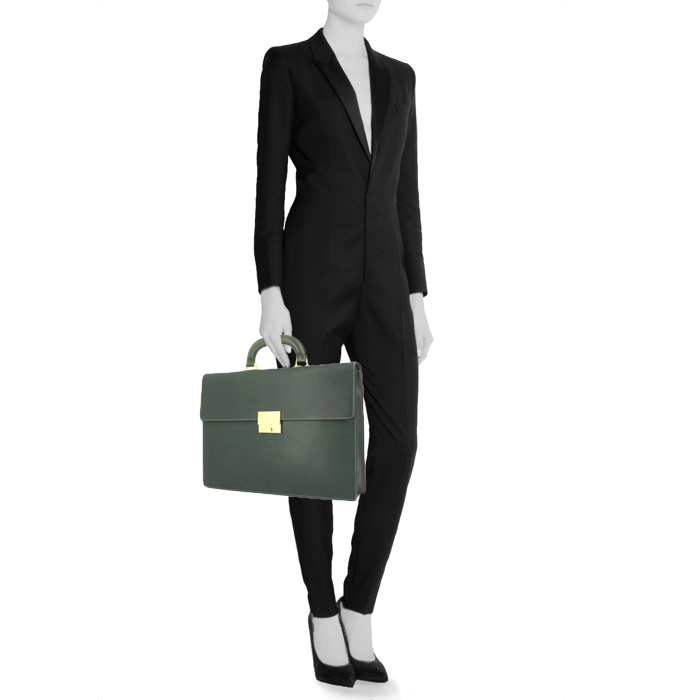 Celine briefcase in green leather - Detail D1