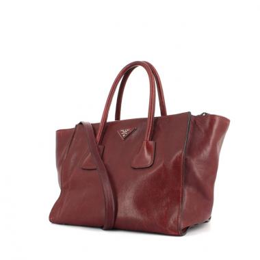 Sac à main Prada en cuir bordeaux