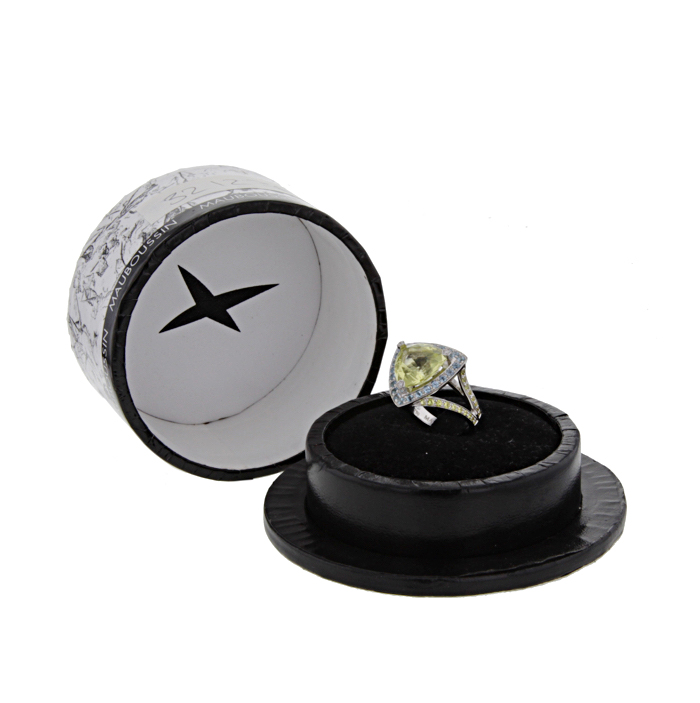 Anello Mauboussin Tellement subtile pour toi in oro bianco,  diamanti e topazi undefined e quarzo giallo - Detail D2