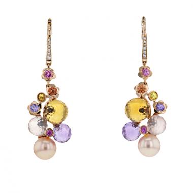 Chanel Mademoiselle pendants earrings in pink gold,  citrine and amethyst and in pearl