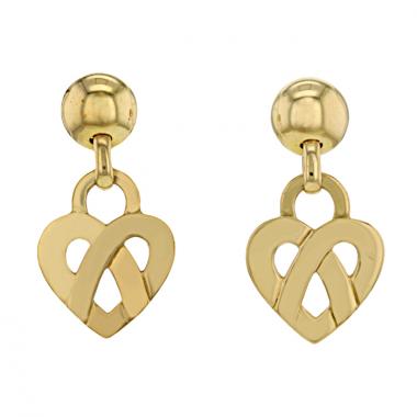 Paire de pendants d'oreilles Poiray Coeur Entrelacé grand modèle en or jaune