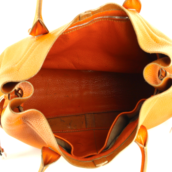 Sac à main Tod's en cuir grainé orange - Detail D2