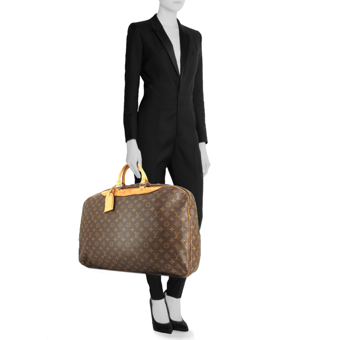 Sac de voyage Louis Vuitton Alize en toile monogram enduite et cuir naturel - Detail D1