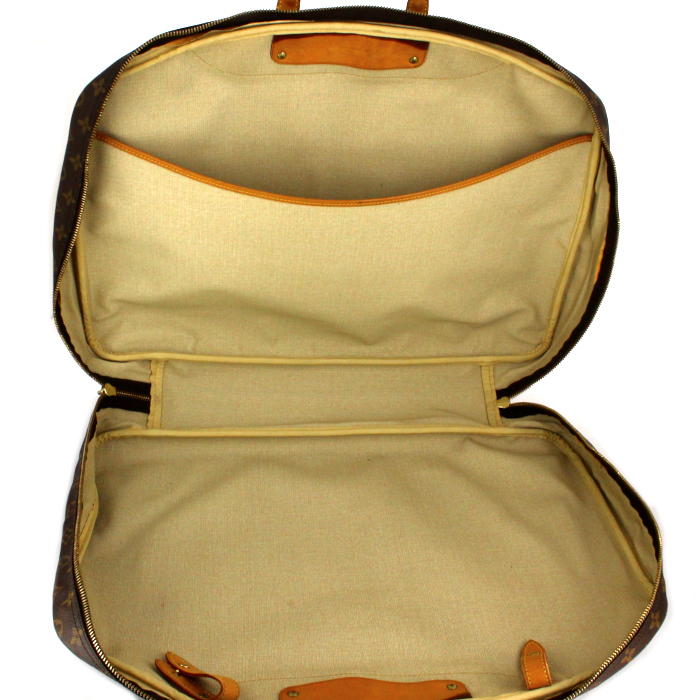Sac de voyage Louis Vuitton Alize en toile monogram enduite et cuir naturel - Detail D2