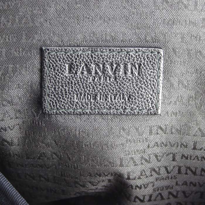 Lanvin handbag in leather and black canvas - Detail D4