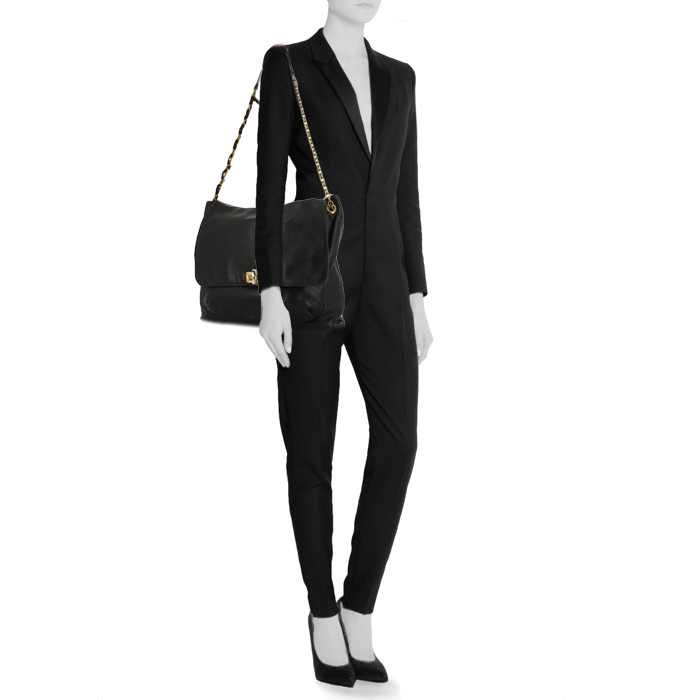 Lanvin Happy handbag in black leather - Detail D2