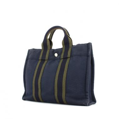 Sac cabas Hermes Toto Bag - Shop Bag en toile bleue et verte
