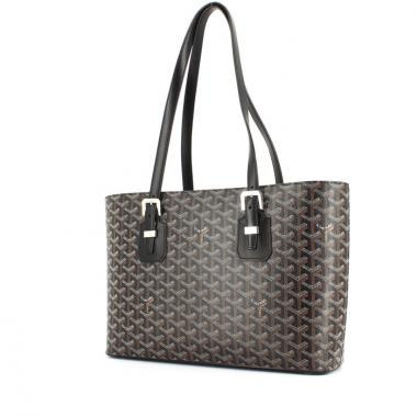 Sac cabas en toile monogram enduite et cuir noir