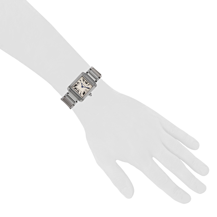 Cartier Tank Française watch in stainless steel Ref:  2465 Circa  2007 - Detail D1