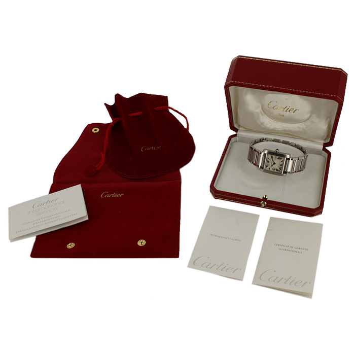 Cartier Tank Française watch in stainless steel Ref:  2465 Circa  2007 - Detail D2