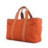 Hermes travel bag in canvas and orange leather - 00pp thumbnail