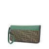 Fendi wallet in brown monogram canvas and green leather - 00pp thumbnail