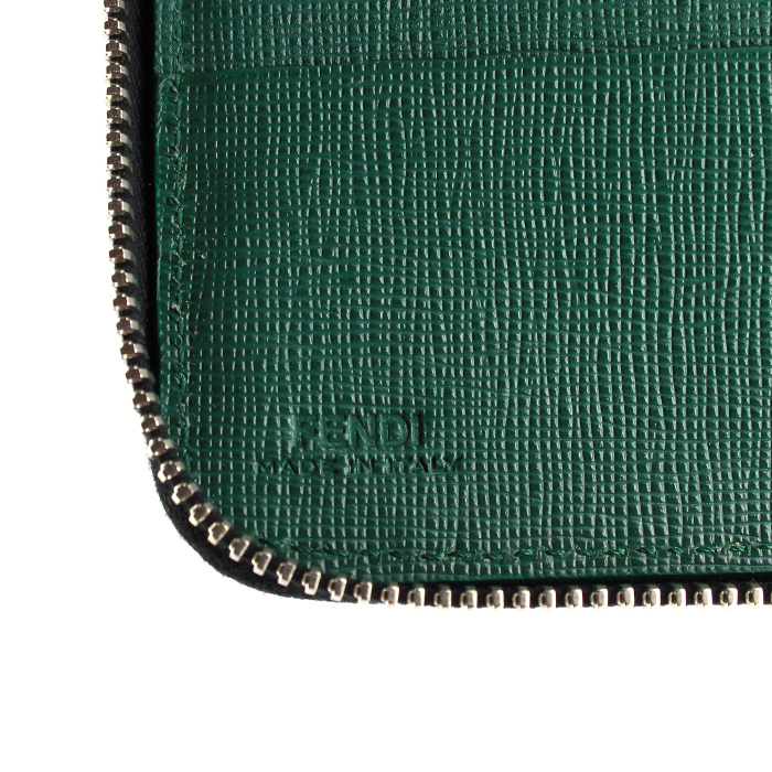 Portafogli in tela monogram marrone e pelle verde - Detail D4