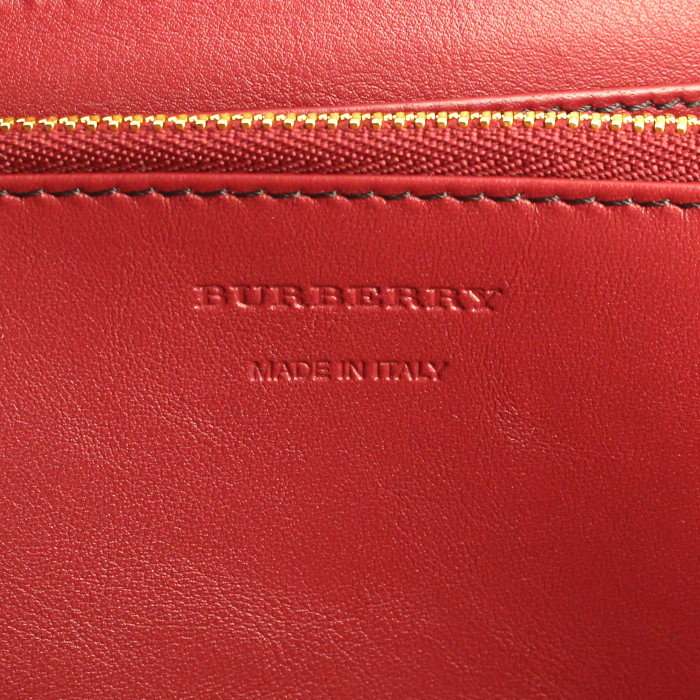 Portafogli in pelle rossa e tela Haymarket - Detail D4