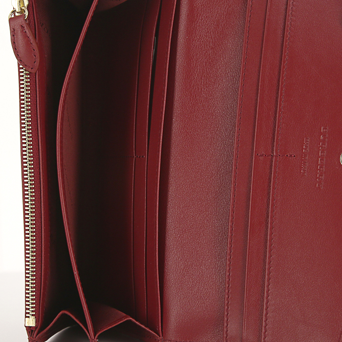 Portefeuille Burberry en toile Haymarket et cuir rouge - Detail D2