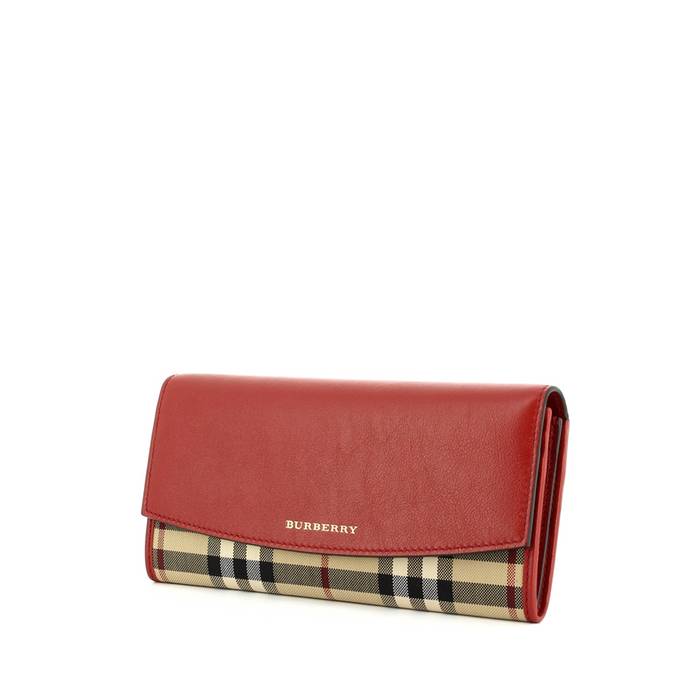 Leather wallet Burberry Burgundy in Leather - 32238179