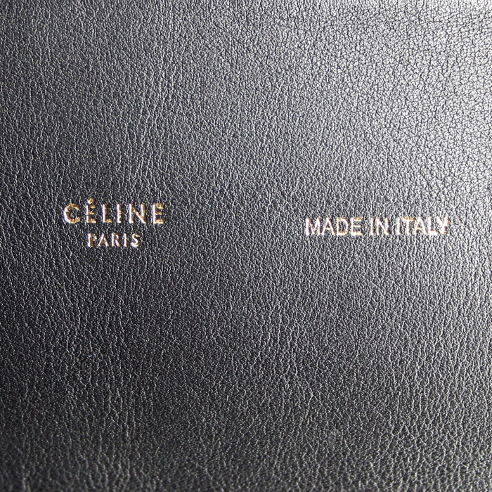 Bolso de mano Celine All Soft en cuero negro y fieltro gris - Detail D3