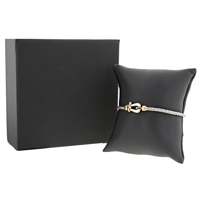 Fred Force 10 medium model bracelet in pink gold and stainless steel - Detail D2