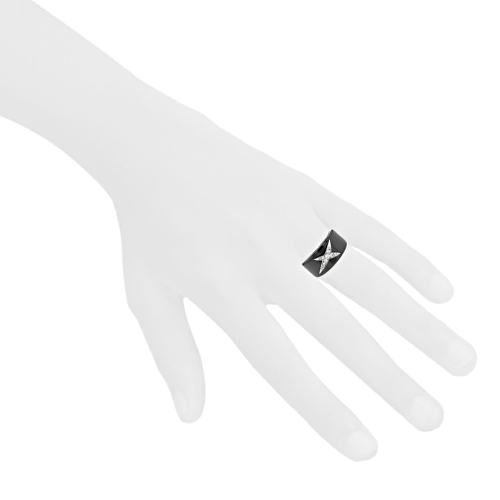 Anello Mauboussin L'Etoile du Démon in ceramica nera,  oro bianco e diamanti - Detail D1
